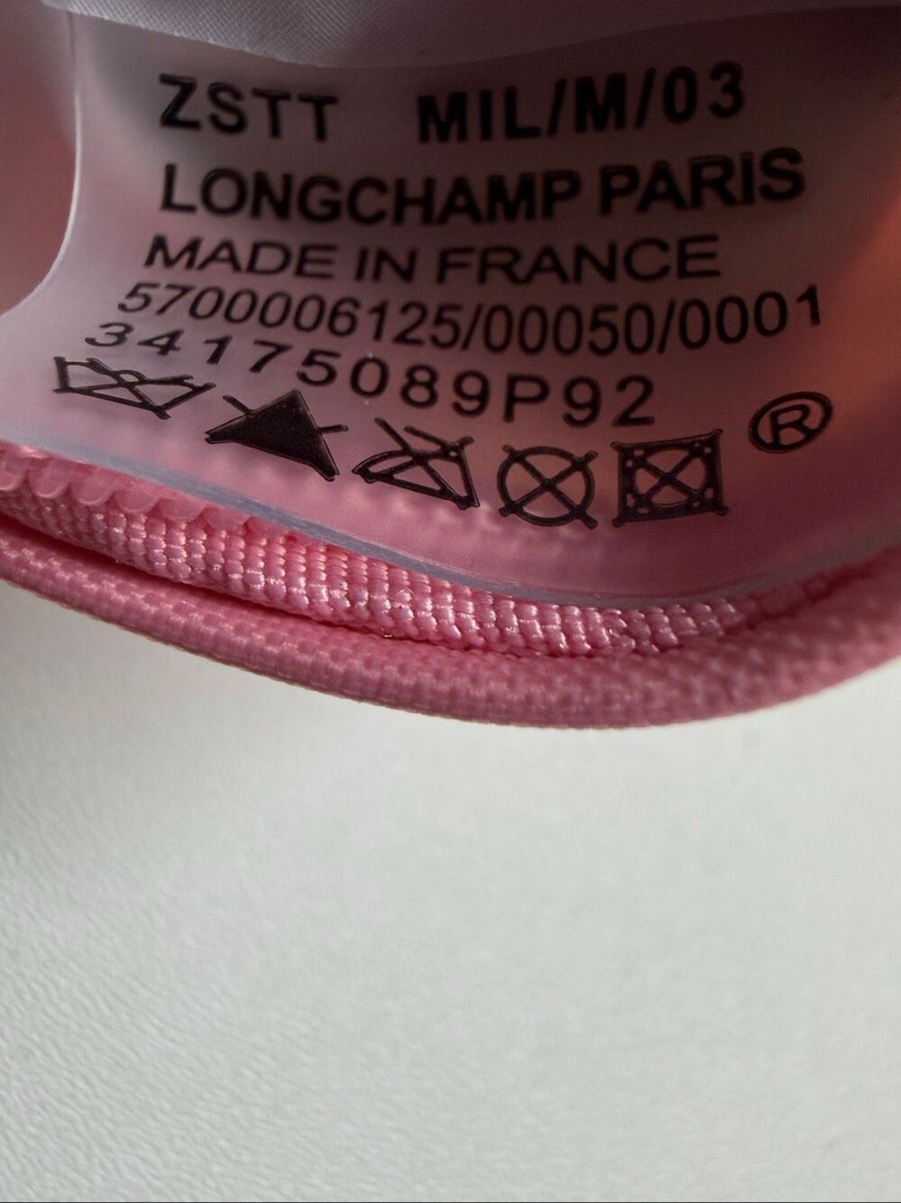 Longchamp Mini Le Pliage Nylon Guimauve Blush Pink Brown Top Handle Bag + Strap - Picture 9 of 14